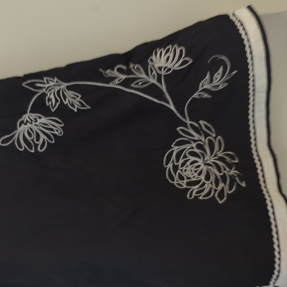 Vintage 00s Allison Taylor Size 4 black white embroidered rick rack A line - Picture 2 of 6